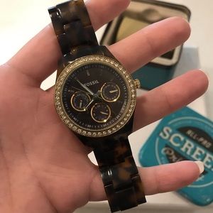 women’s Tortoiseshell Fossil watch - barley worn!